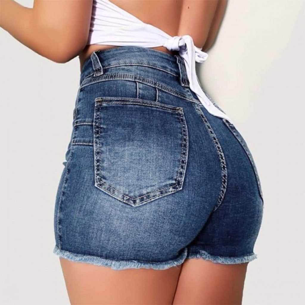 Fashion Comfortable Women Trousers New Brand Jeans Broken Denim Shorts Ripped Jeans High Waisted Hotpant Slim Fit Pantalones
